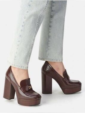 🆕{COACH} Ilyse Tailored Platform High Heel Loafer Pumps